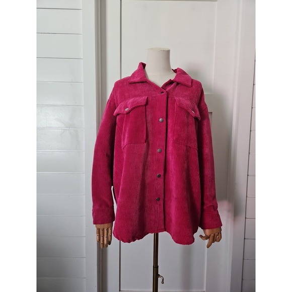 wild fable Tops - Wild Fable Corduroy Shacket Womens Large‎ L Pink Button Down Jacket Ribbed Y2K